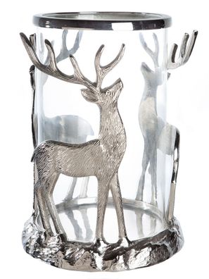 Windlicht "Rolf", Aluminium, Klarglas, silberfarben, Höhe 34,5cm, von Gilde