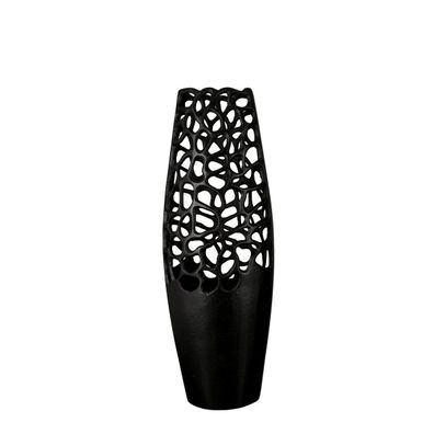 Aluminium Vase "Osaka" schwarz H.49cm, von Gilde