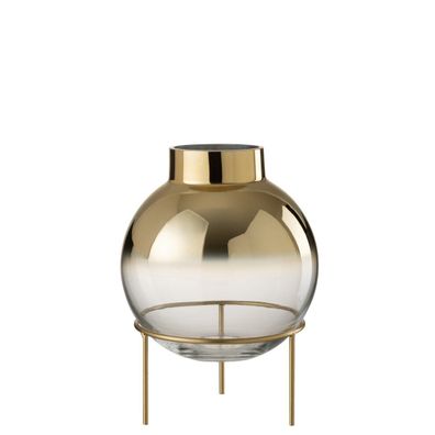 J-Line Vase Kugel auf Fuß Glas Gold/ Transparent - 30,00 cm hoch