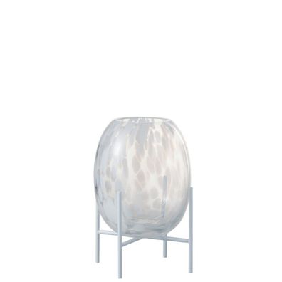 J-Line Vase auf Fuß, Punktglas, transparent/ weiß, klein ? 23,00 cm hoch