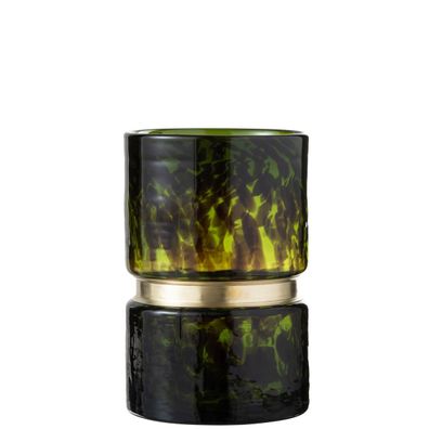 J-Line Vase, gesprenkeltes Glas, Grün/ Schwarz/ Gold, klein ? 23,50 cm hoch