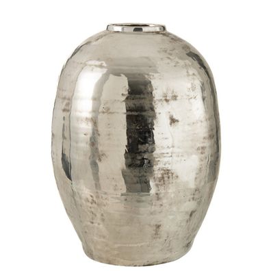 Vase rund Arya Metall Silber ? 57,00 cm hoch, von J-Line
