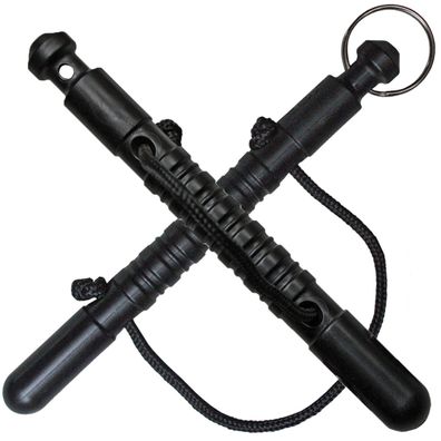 ESP Koppo Stick kurzer Stab Kubotan rund mit Schlüsselring und Kordel schwarz