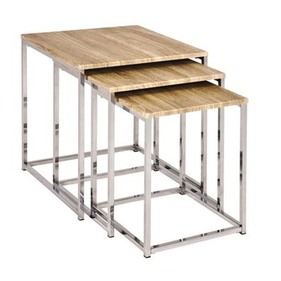 3-Satz-Tisch, Metall und Holz, von Haku, 39x39x42cm
