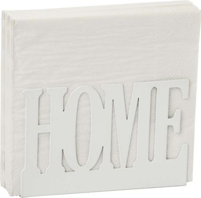 Serviettenhalter, Metall, weiß, gestanzt Home, 4x15x10,5cm, von Ihr Ideal home Range