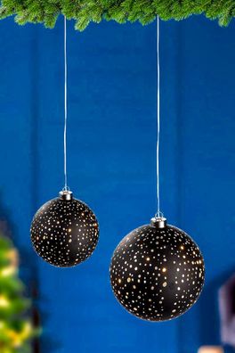 Weihnachtskugel "Black" mit LED-Beleuchtung, Kabellänge 60cm, D12 / 15cm, aus