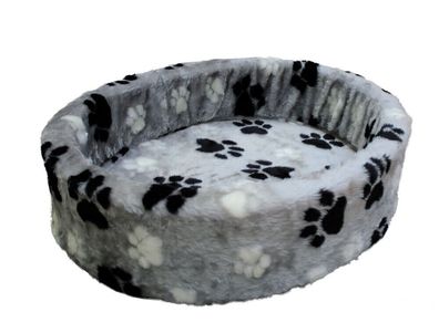 Nobby Plueschbett "Pfote"grau; 3-farbig 100 cm und Dog Bett Liegeplatz Kissen