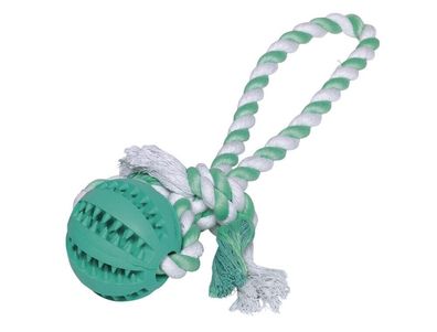 Nobby Vollgummi Ball mit Seil "DENTAL LINE"Ball: 7 cm; Ball mit Seil: 30 cm