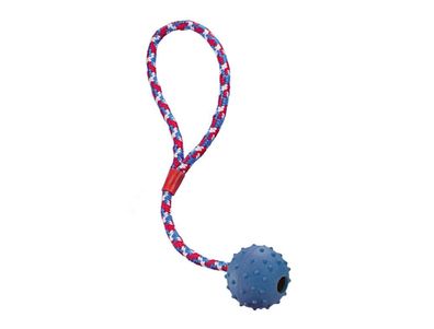 Nobby Vollgummi Ball mit Glocke und Seilfarbig sortiert 5 cm Hund Spielzeug Kau
