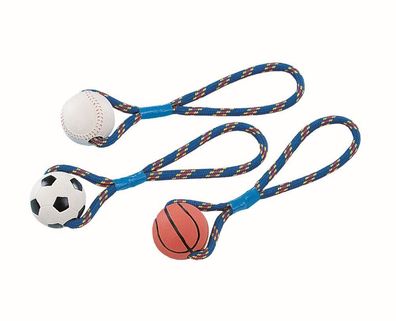 Nobby Vollgummi Ball mit Seil8 cm Hund Spielzeug Kauen
