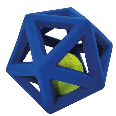 Nobby Vollgummi Gitterball mit Tennisballblau; 11 cm Hund Spielzeug Kauen