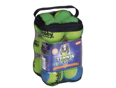 Nobby Tennisball sortiert M 6,5 cm; 12er Netztasche Ball Hund Dog Spielzeug