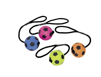 Nobby Moosgummi Fussball mit Seilsortiert 9,0 cm Hund Spielzeug Kauen
