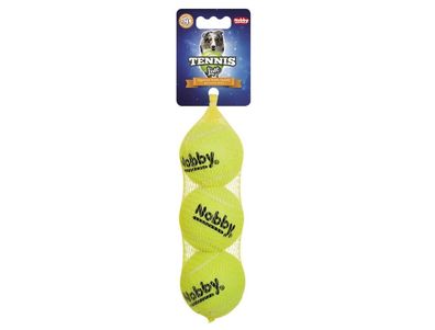 Nobby Tennisball M 6,5 cm; 3er Netz Ball Spielezeug Hund Dog