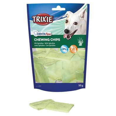 Trixie Denta Fun Chewing Chip Kauchips, Spirulina, Hundesnack Hund Dog*