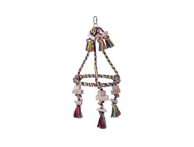 Nobby Cage Toy, Pyramide Baumwolle mit Holzbloeckenbunt 30 cm; 59 cm Vogel