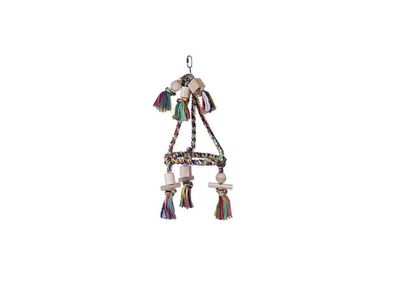Nobby Cage Toy, Pyramide Baumwolle mit Holzbloeckenbunt 19 cm; 45 cm Vogel