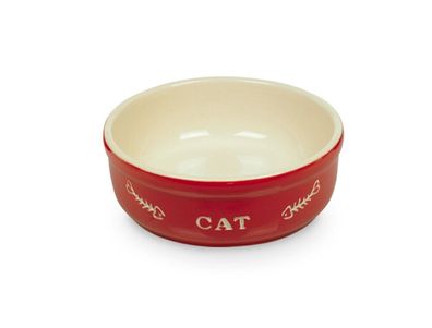 Nobby Napf Katzen Keramikschale "CAT"rot / beige 13,5 X 5 cm