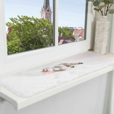 TRIXIE Liegematte Nani f?r Fensterbank 90 x 28 cm grau Decke Kissen Katzenkissen