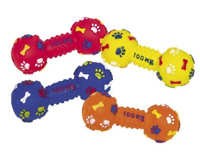 Nobby Vinyl Hantel "CLASSIC" mit Squeaker farbig 14 cm Spielzeug Hund Dog