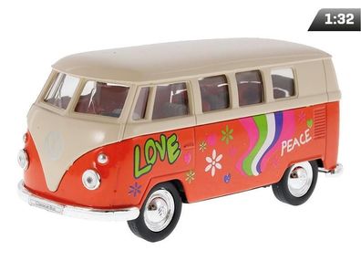 passend für kompatibel mit - 1:34, Volkswagen T1 Bus Love Peace, cremeorange ...