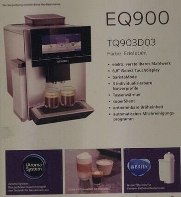 Siemens TQ903D03 EQ.900 Kaffeevollautomat Edelstahl