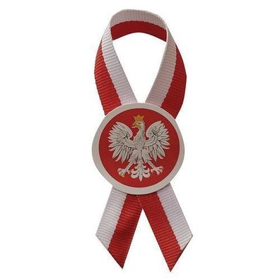 Cotillion Pin weiß-rotes Band mit dem Emblem Polen
