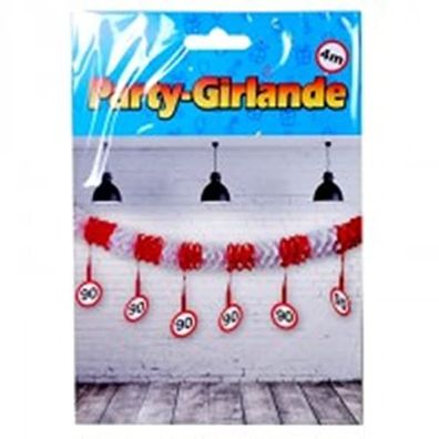 Party-Girlande 90 Zahlengirlande zum 90. Geburtstag aus Papier 4m