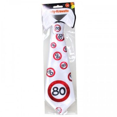 Riesen Krawatte "80" im Warnschild Design Birthday Geburtstag Party Geschenk Gag