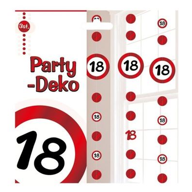 Party-Deko "18" z. Hg., 3-tlg. zum 18. Geburtstag zur Dekoration f. die Feier