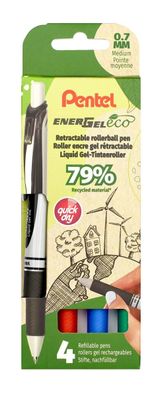 Pentel® BL77E-4 Liquid Gel-Tintenroller EnerGel Eco BL77E - 0,35 mm, 4er Set sortiert