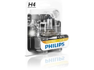 Scheinwerferlampe H4 Halogen, Sockel P43 Philips "Vision Moto", 12 V 60/55 W, ...