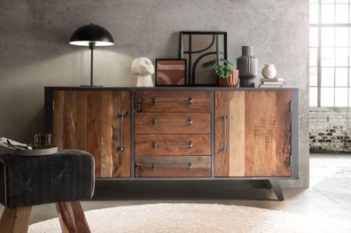 Sideboard 160x80cm 'Waco' recyceltes Altholz & Metall