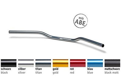 LSL Lenker "Superbike" Flach, Ø 22 mm, B "AN1", Aluminium eloxiert, rot, mit ABE
