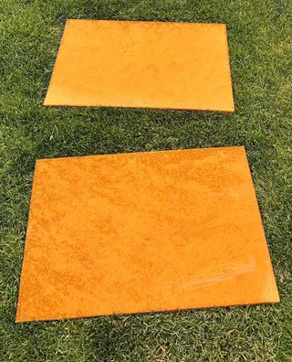 Trittplatte Cortenstahl Wegplatte eckig 60x40 cm Gartenplatte Gehwegplatte - 2er Set