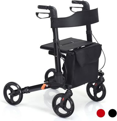 Rollator faltbar, Reiserollator leichtgewicht mit Sitz, höhenverstellbarer Handgriff