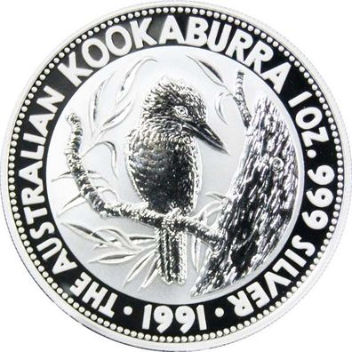 Australien Kookaburra - 1991 1 Oz Silber*