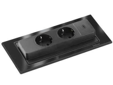 Einbausteckdose Evoline BackFlip, 2-fach Küchensteckdose mit USB C