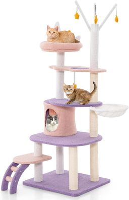 Katzenbaum mit Katzenhöhle & Leiter & Hängematte & Spielzeug, niedlicher Katzenmöbel