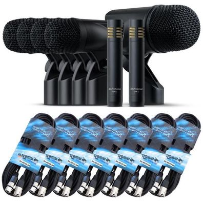 Presonus Mikrofon-Set für Schlagzeug DM-7 Drum-Mikrofonset mit 7x XLR-Kabel