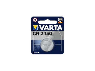VARTA Batterie Knopfzelle, im Blister, f CR2450 (3 V, 620 mAh), Lithium Ø 24,5 ...