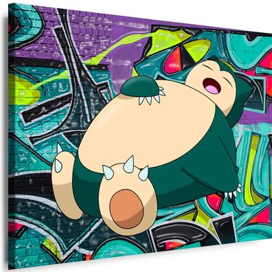 Leinwand Bilder Snorlax Graffiti Cartoons Film Anime Kinderzimmer Kunstdruck