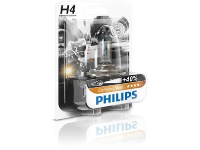 Scheinwerferlampe H4 Halogen, Sockel P43 Philips "City Vision Moto", 12 V 60/55 ...