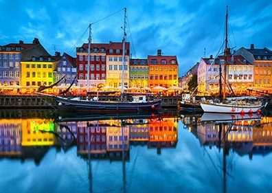 Alter Hafen von Copenhagen am Abend