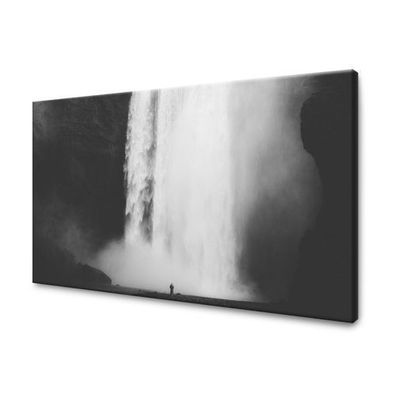 CANVAS Leinwandbilder XXL Wandbilder Kunstdruck Schwarz-weißer Wasserfall