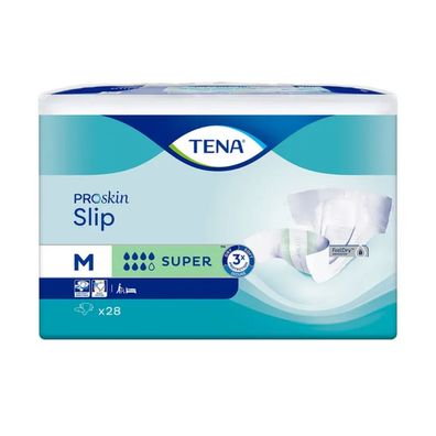 TENA Slip Super Inkontinenzvorlage mit Hüftbund Gr. M | Packung (28 Stück) (Gr. M)
