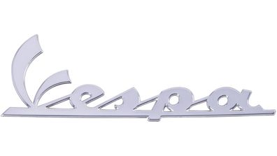 Piaggio OEM Plakette "Vespa", Seitenhaube links, chrom, selbstklebend, 150 x 50 mm