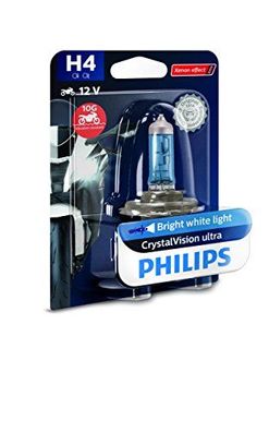 Scheinwerferlampe H4 Halogen, Sockel P43 Philips "Crystal Vision Ultra Moto", 12 ...
