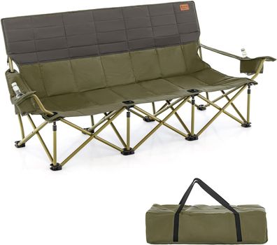 Campingstuhl für 3 Personen, Klappstuhl mit gepolstertem Sitz, 450 kg Tragfähigkeit