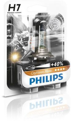 Scheinwerferlampe H7 Halogen, Sockel PX2 Philips "City Vision Moto", 12 V 55 W, ...